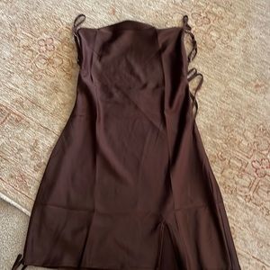 brown backless cami dress